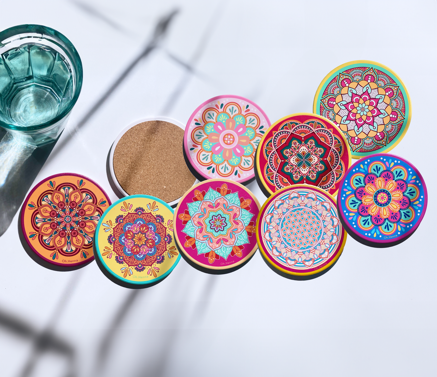 Absorbent Ceramic Coaster - House Warming Gift Full Collection (8pcs)